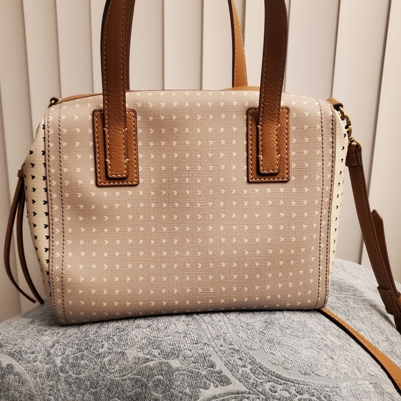 Fossil Emma Satchel Grey and White. - Picture 3 of 8